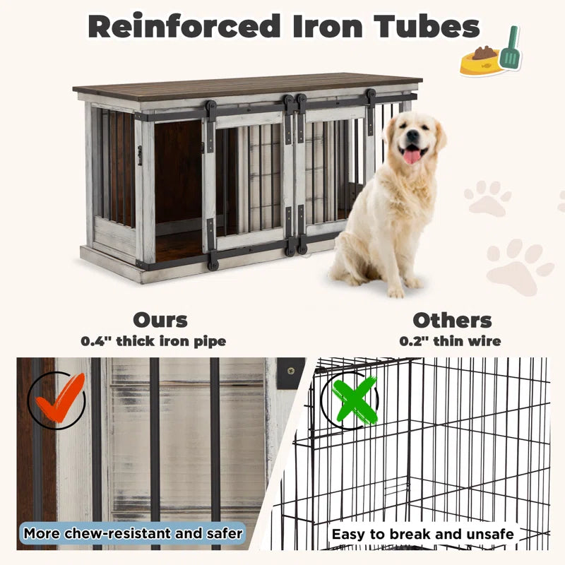 Elegant Solid Wood Dog Crate: Dual-Purpose Luxury Kennel and TV Stand for Large Dogs or Two Medium-Sized Pups