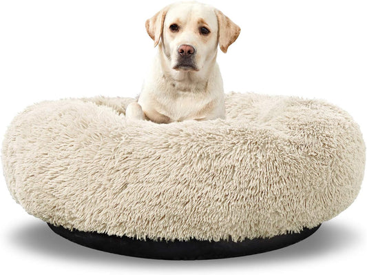 Luxurious Washable Round Dog Bed for Medium Dogs - Comfy Donut Style Calming Cuddler for Ultimate Comfort