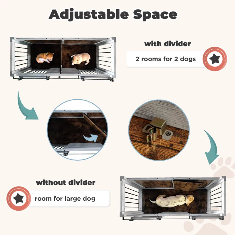 Elegant Solid Wood Dog Crate: Dual-Purpose Luxury Kennel and TV Stand for Large Dogs or Two Medium-Sized Pups