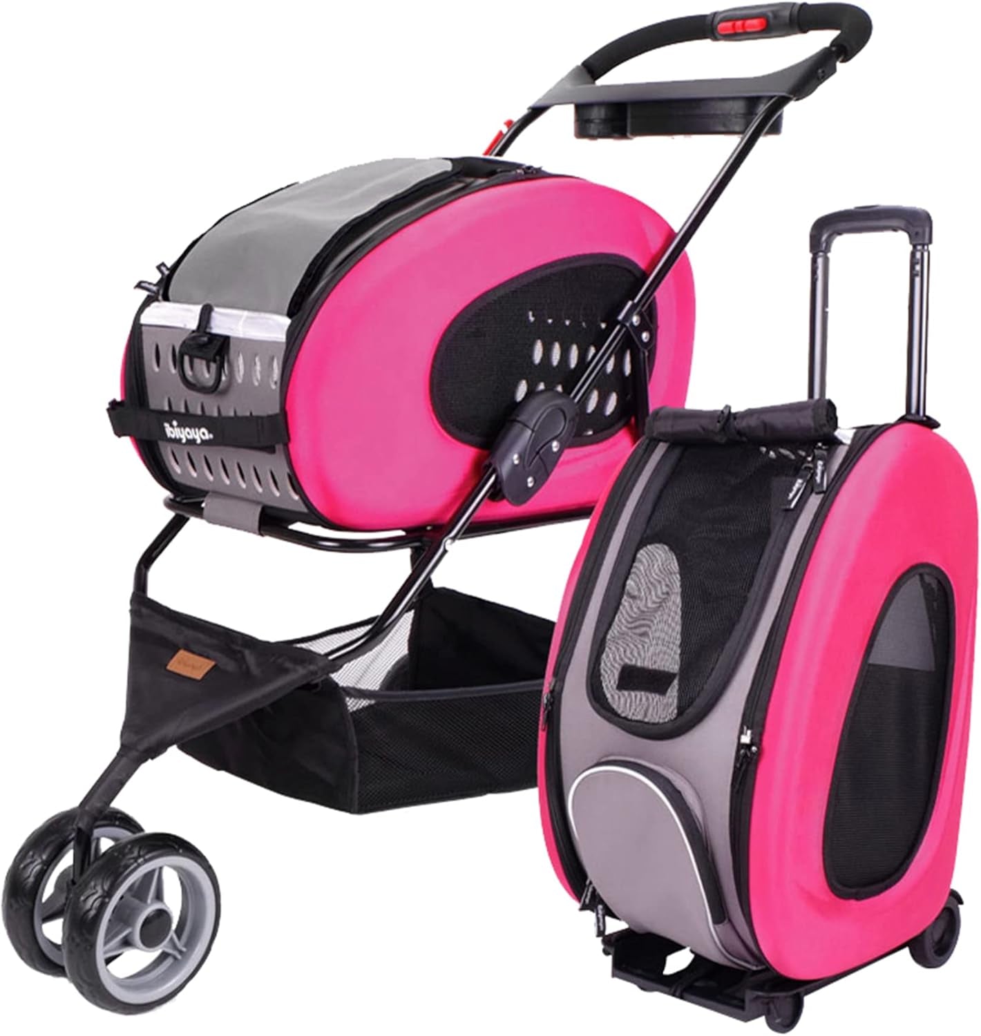 Ibiyaya - The Swiss Army Knife of Pet Travel: Stroller, Carrier, and a Cozy Bed for Furry Divas Up to 16 Pounds - Now in Pink for Extra Style Points!