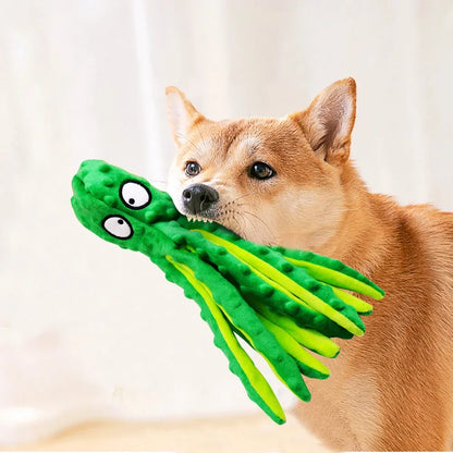 Engaging Plush Octopus Dog Toy - Interactive Squeak and Chew Puzzle for Healthy Teeth and Endless Fun!