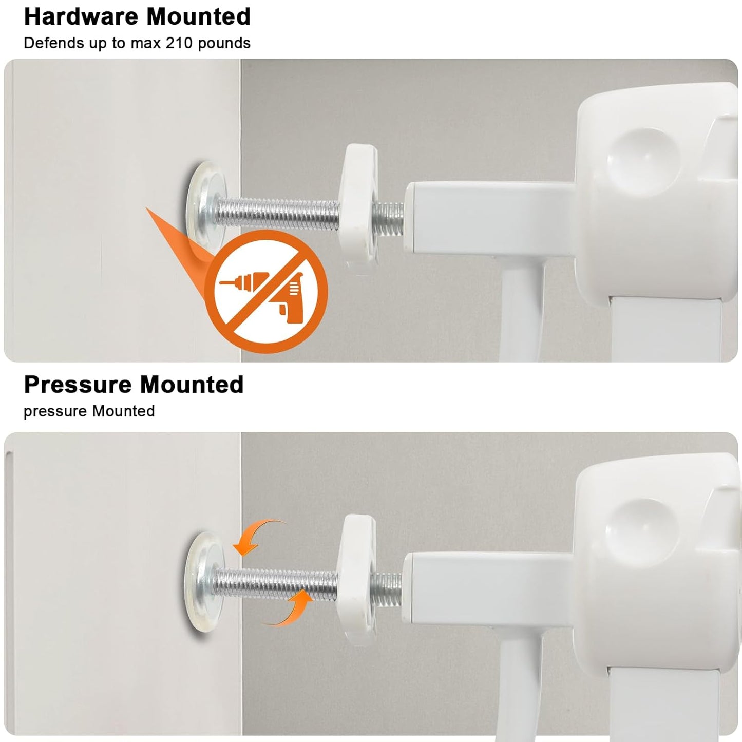 Extra Wide Baby Gate Extra Tall Dog Gate for Stairs Doorways White Metal Tension Child Pet Safety Gates with Pressure Mount 62-67 Inch (White)