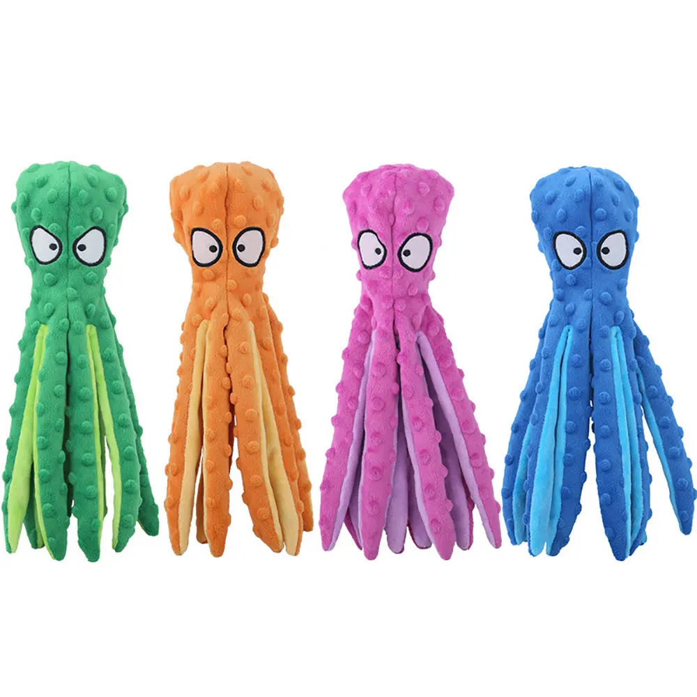 Engaging Plush Octopus Dog Toy - Interactive Squeak and Chew Puzzle for Healthy Teeth and Endless Fun!