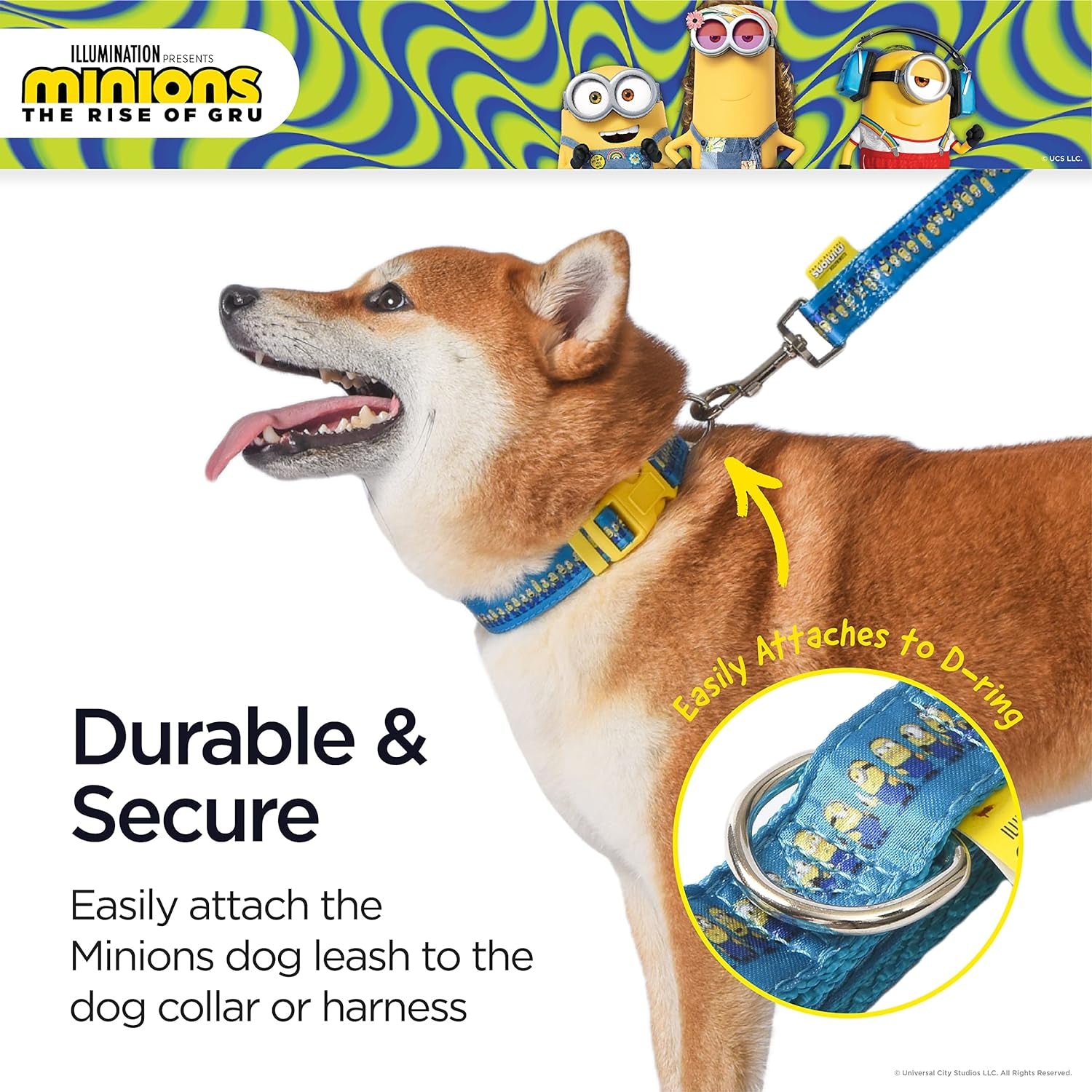 Adorable Minions 4-Foot Dog Leash in Blue and Yellow – Perfect for Stylish Walks with Your Furry Friend!